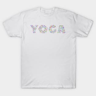 Colourful Yoga Sign Design with Yoga Poses T-Shirt